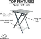 Quick-Fold Camping Table Made with Weather-Resistant Aluminum (Made by Caddis Sports)