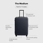 Away Medium Checked Luggage, Lightweight Hard Shell Suitcase with Spinner Wheels, Durable Rolling Luggage, TSA Lock, 26 Inch, Salt White