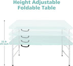 4 FT Folding Table with Carry Handle, Portable Fold-in-Half Plastic Table, Rectangle Foldable Table for Indoor/Outdoor Blue
