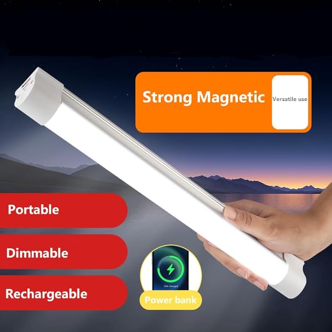 LED Tube Magnetic Work Lights 6000mAh,5 Lighting Options, Camping Lantern USB Rechargeable Portable Battery Powered Lights with 2 Magnets,for Hiking,Home,Outdoor Night Fishing (LLQ120)