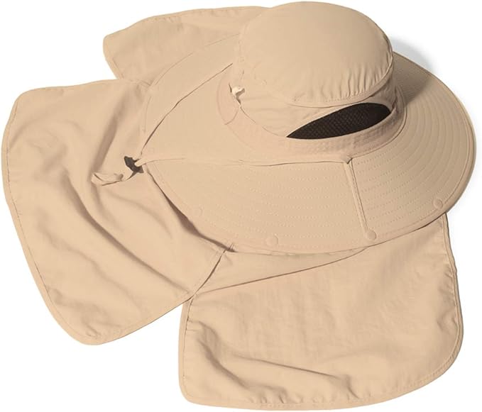 Sun Blocker Hats Outdoor Sun Protection Fishing Cap with Neck Flap Large Brim Outdoor Hat