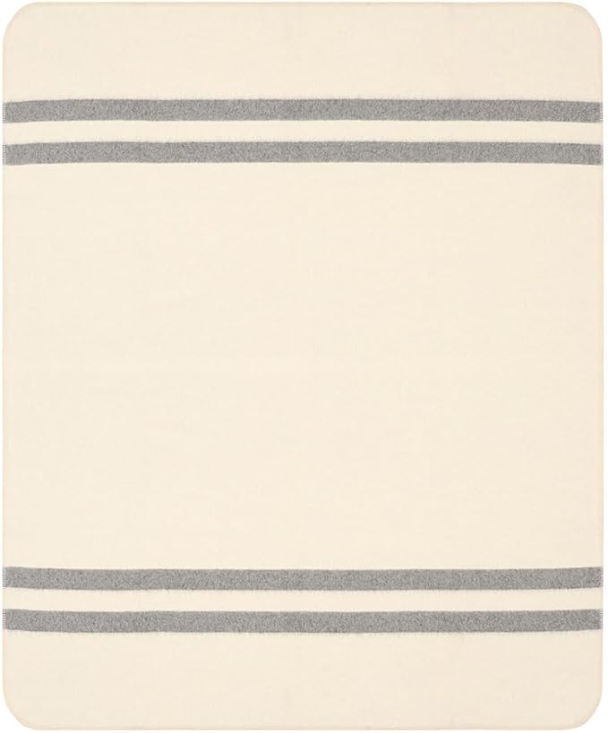 Thick Alpaca Wool Blanket Heavyweight for Camping Outdoors or Using Indoors Soft Peruvian Alpaca Wool Blankets (Ivory - Soft Gray, Twin)