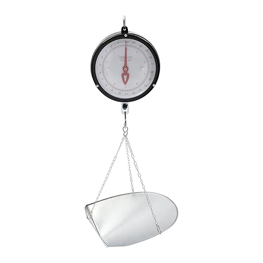 Double-Sided Dial Hanging Scale,22LBS Mechanical Hanging Scale,Commercial Circular Hanging Scale with Chain for Deli,Restaurants,Supermarkets,Grocery Stores (Black)