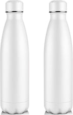 Volhoply 25oz Insulated Water Bottles 1/2/4 Pack, Double Wall Stainless Steel Vacuum Flask Keeps Cold & Hot, BPA Free Leakproof Bottle (White,2 Pack)