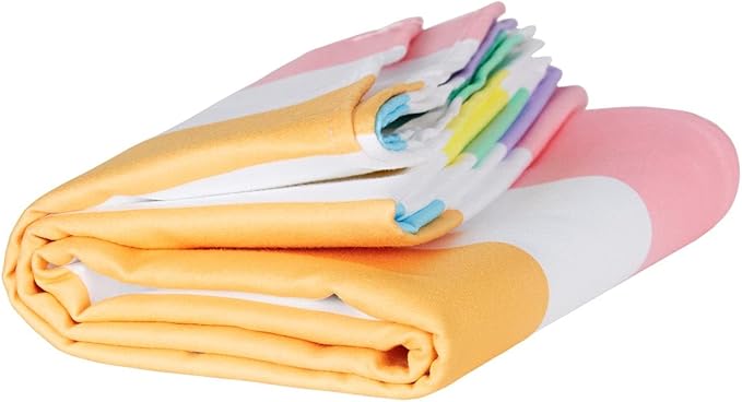 Dock & Bay Beach Towel - Quick Dry, Sand Free - Compact, Lightweight - 100% Recycled - Includes Bag - Summer - Unicorn Waves - Large (160x90cm, 63x35)