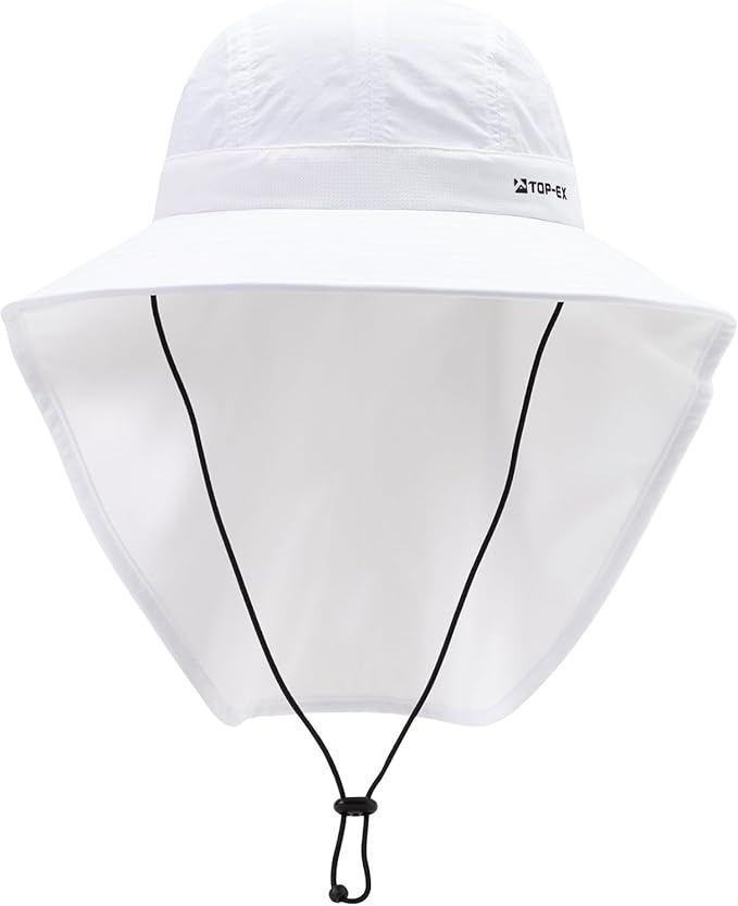 TOP-EX Cooling Sun Hat with Neck Flap – UPF 50+ Wide Brim Breathable Hat for Hiking, Fishing & Big Heads