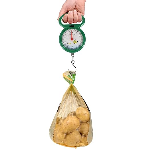 ibasenice 4pcs Portable Plastic Spring Scale Luggage and Fish Hanging Weighing Scales with Hooks for Household and Travel Use Random Color