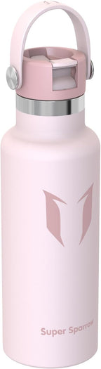 Super Sparrow Insulated Water Bottle - 17 Oz / 25 Oz / 32 Oz - Standard Mouth FlipFlow Flask - BPA Free, Leak Proof Drink Bottle- Ergonomic Straw Water Bottles for Work, Gym, Travel, Sports