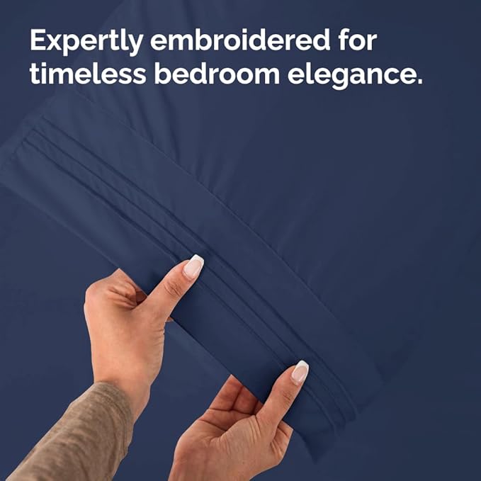 King Standard Pillow Cases Set of 2 - Soft Hotel Quality Pillowcase Covers - Comfy Bedding for Women, Men, Kids and Teens - Machine Washable Pillow Protectors - 2 Piece Set - King Standard Navy Blue
