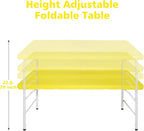 4 FT Folding Table with Carry Handle, Portable Fold-in-Half Plastic Table, Rectangle Foldable Table for Indoor/Outdoor Yellow