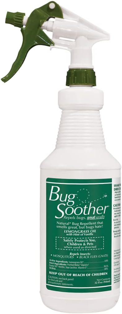 Bug Soother Spray 32 oz. - Natural Insect, Gnat and Mosquito Repellent & Deterrent with Essential Oils - 100% DEET-Free Safe Bug Spray for Adults, Kids, Pets, Environment - Made in USA…