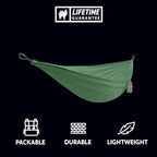 Grand Trunk Ultralight Camping Hammock - Lightweight and Portable Travel Hammock for Camping, Hiking, Backpacking, Beach, and Other Travel, Green