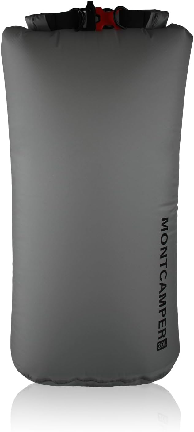 Upgraded CORDURA Waterproof Dry Bag-Durable&Lightweight Storage Sack for Hiking, Kayaking&Rafting-Roll Top with Survival Whistle-Ideal for high-intensity Use-Float on Water(20L/Grey)
