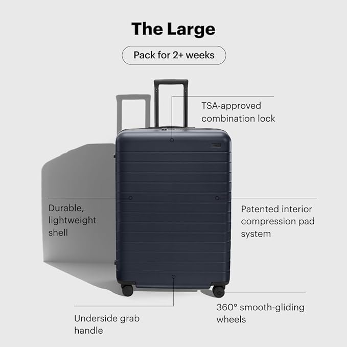 Away Large Checked Luggage, 29 Inch Hardside Suitcase with Spinner Wheels, Lightweight & Durable, TSA Lock, Salt White