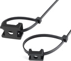 100 Pcs Cable Zip Tie Saddle Type Mounts Base with 8" Cable Ties Tapping Screw, Wire Cable Clips Organizer Holders Clamps Black
