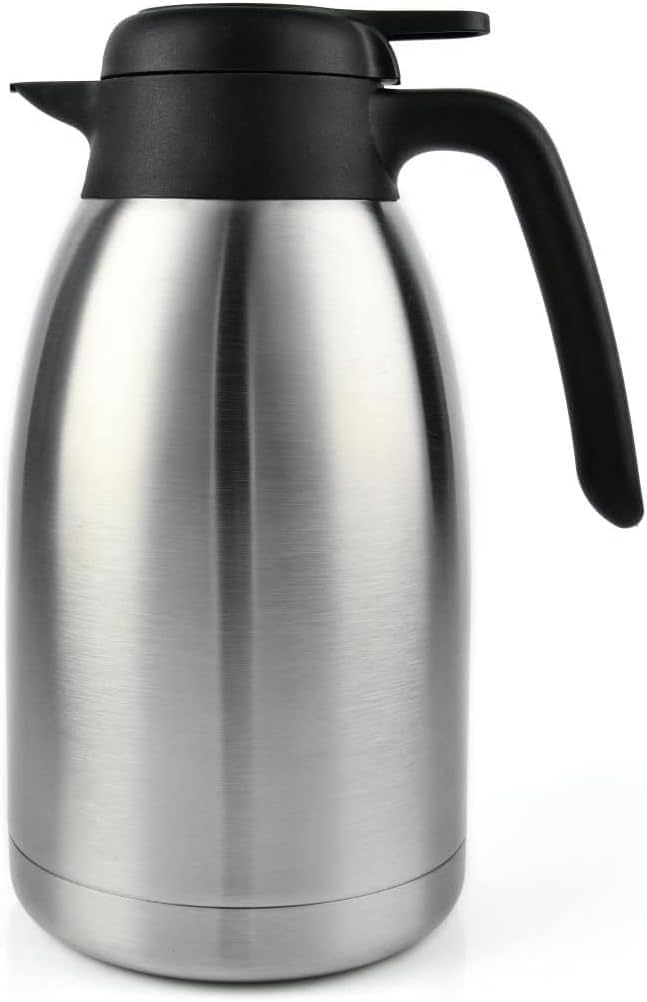 Heritage66 Thermal Coffee Carafe -Triple Wall Vacuum insulated Flask- keeping Beverages Hot for 12 hours /24 hours cold Tea, Water, and Coffee Dispenser (2 Liter/68Oz with Brush)