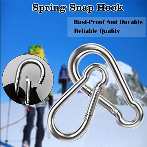 Carabiner 4 Inch Spring Snap Hook, 770LBS Holding Capacity Spring Clips Link Buckle for Hammock, Heavy Duty Steel Carabiner Clip 20pcs M10 3/8'' for Hammock Swing Fitness Camping Hiking