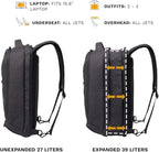 Knack Series 1 Laptop Backpack Fits up to 15 Inch - Knack Bags Carry-On Backpack, TSA Approved, Expandable Travel Backpacks With 3 Day Outfit Capacity (Stealth Black, Medium)