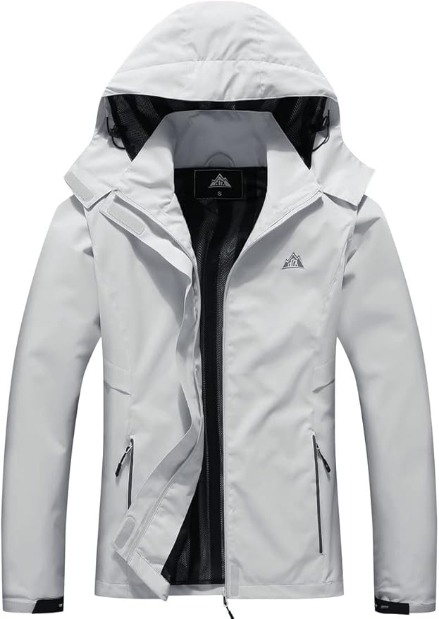 MOERDENG Women's Waterproof Rain Jacket Lightweight Raincoat Hooded Hiking Jacket Softshell Windbreaker