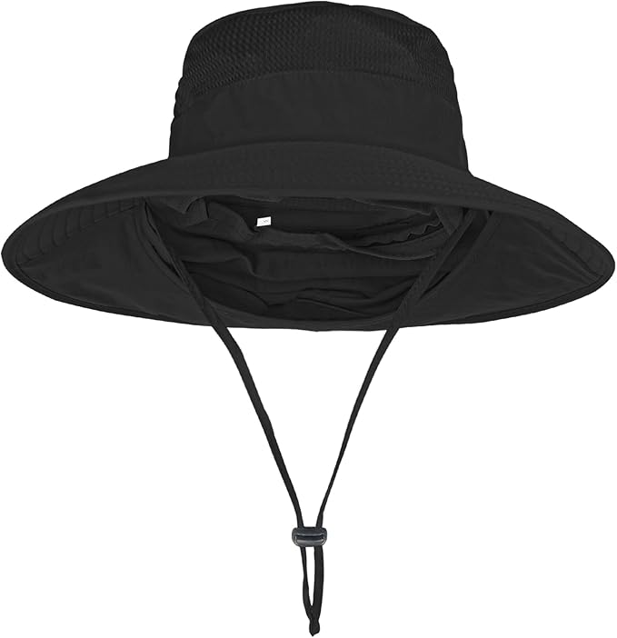 Sun Hats for Men Women Fishing Hat UPF 50+ Breathable Wide Brim Bucket Hats Summer UV Protection Safari Hat with Neck Flap
