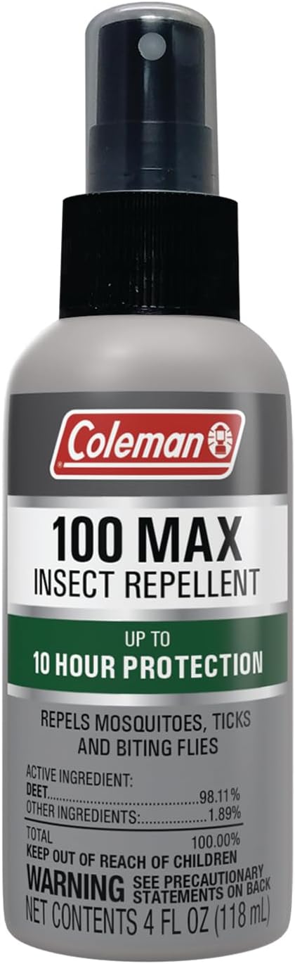 Coleman 100 Max 100% DEET Insect Repellent Pump for Ticks and Mosquitos - 4 oz Bottle