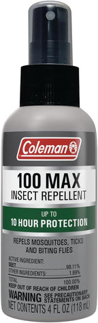 Coleman 100 Max 100% DEET Insect Repellent Pump for Ticks and Mosquitos - 4 oz Bottle