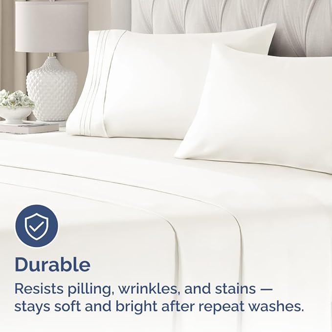 Pillowcases - Ultra Soft Hotel Quality Pillowcase Covers - Comfy, Cozy & Wrinkle Free - Shrinkage and Fade Resistant - Machine Washable Pillow Protectors, (Queen, Antique White, 4 Piece Set)