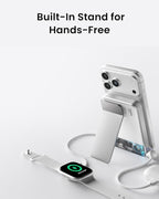 sharge ICEMAG 3 MagSafe Portable Charger, Qi2.2 25W Magnetic Power Bank 10000mAh with 35W Built-in Cable, Active Cooling& Foldable Stand, Transparent Design for iPhone 17/16 Series-White