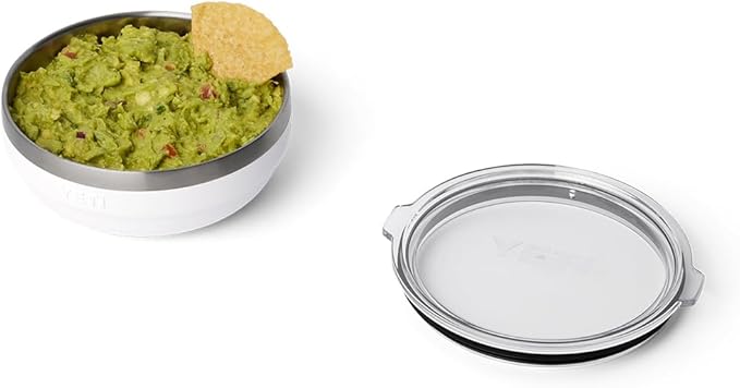 YETI Rambler Low Bowl, Vacuum Insulated, Stackable and Nestable Stainless Steel Bowl with Lid, 0.7 Quart, White