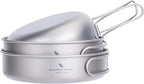 Camping Titanium Pots Set Titanium Bowl Set Outdoor Cookware Cooking Pan Pot with Folding-Handle Travel Kitchen Mess Kits Picnic Hiking Dishes ti2031c
