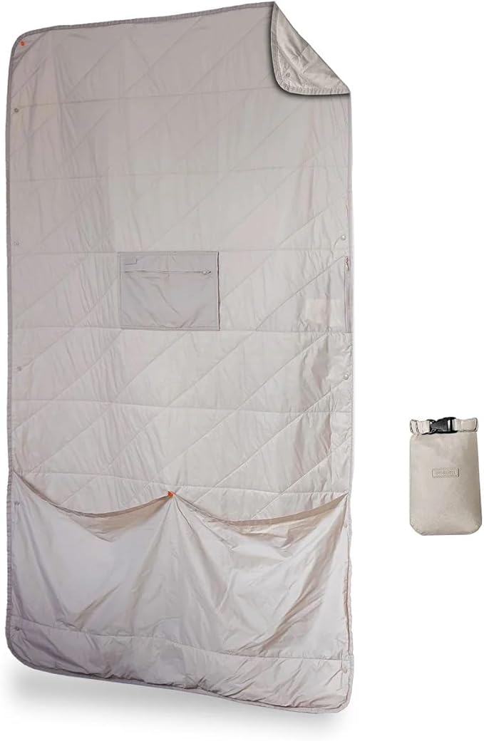 Gravel Layover Travel Blanket – Lightweight, Compact, and Warm with Carry Pouch (Gray)