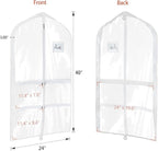 Univivi Clear PVC Dance Costume Garment Bag 40 Inch Hanging Garment Bag for Dance for Kids, with 4 Medium Clear Zipper Pockets and 1 Large Back Zippered Pocket (8 Pack)