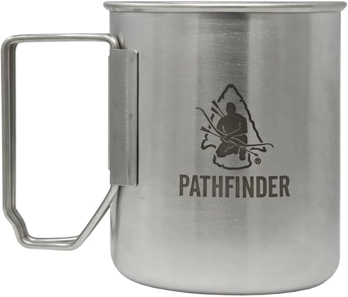 The Pathfinder School Stainless Steel Nesting Cup & M34 Scout Canteen - Survival Gear and Supplies - Bushcraft Gear Camping Essentials - Hiking Water Bottle - Camping Canteen- Backpacking Kit
