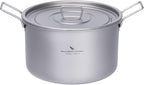 iBasingo 2.4L Titanium Soup Pot with Lid Camping Cookware with Foldable Handle Portable Lightweight Outdoor Kitchen Cooking Kit for Backpacking Hiking Picnic Fishing Mountaineering Ti2108C