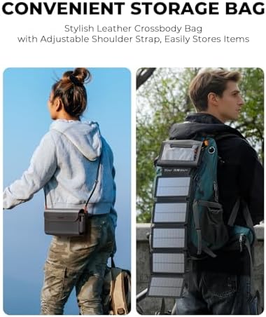 BLAVOR Portable Foldable Solar Charging Pack with Built-in USB-C Cable & Crossbody Lanyard, Plus Solar Charger Power Bank 10,000mAh, 20W PD, Waterproof, Orange for Outdoor Camping Hiking Backpacking