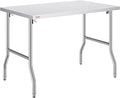 VEVOR 48 x 30 Inch Folding Commercial Prep Table Commercial Worktable Workstation, Heavy-Duty Stainless Steel Folding Table with 220 lbs Load, Silver Stainless Steel Kitchen Island，Kitchen Work Table