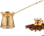 Alisveristime Authentic Turkish Coffee Pot, Handmade Cezve/Ibrik, Multiple Sizes and Colors Available - Enhance Your Coffee Experience Now! (Gold, 1 Cup)