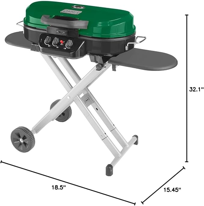Coleman RoadTrip 285 Portable Stand-Up Propane Grill with 3 Adjustable Burners & Instastart Ignition, 20,000 BTUs of Power for Outdoor Cooking, Camping, Tailgating, Grilling, BBQs, & More