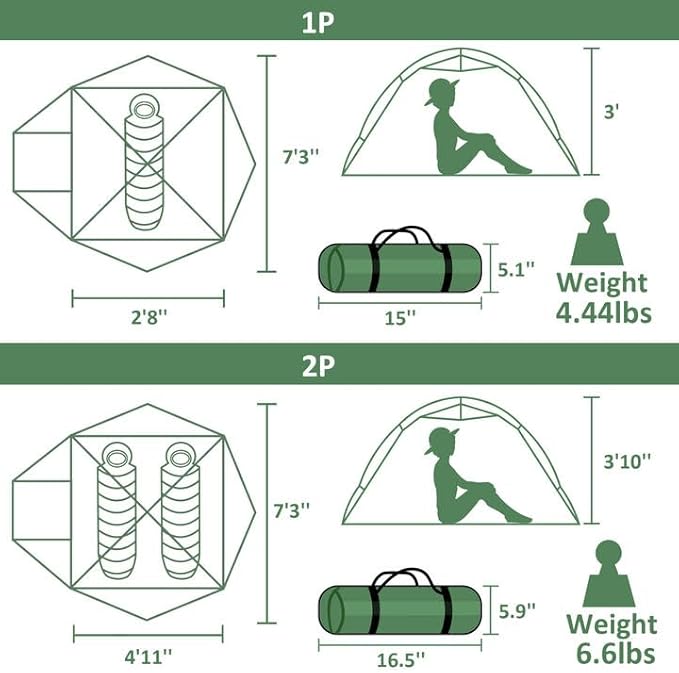 Clostnature Libra Lightweight Backpacking Tent - 1/2 Person 4 Season Ultralight Waterproof Camping Tent, Large Size Easy Setup Tent for Winter, Cold Weather, Family, Outdoor, Hiking and Mountaineering