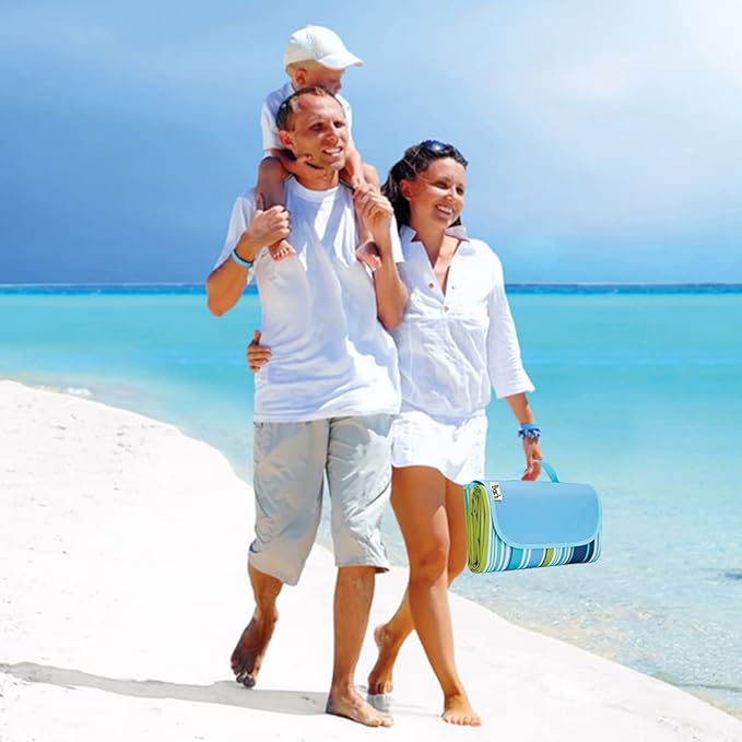 K Y KANGYUN Extra Large Picnic Blanket Outdoor Beach Blankets, Water-Resistant Foldable Sandproof Blankets Cute Picnic Mat for Beach, Camping Grass Lawn Park Mats (Blue, 80x60 in)