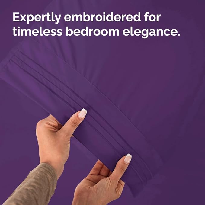 King Standard Pillow Cases Set of 2 - Soft Hotel Quality Pillowcase Covers - Comfy Bedding for Women, Men, Kids & Teens - Machine Washable Pillow Protectors - 2 Piece Set - King Standard Size Purple