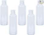 5 pcs Clear Travel Size Toiletry Bottles, 3.4oz TSA Approved Containers, Leak Proof Squeezable Plastic