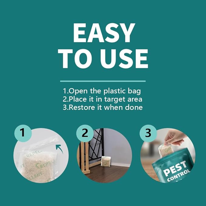 Pest Control Pouches, Rodent Repellent Repel Mice, Mouse, Rats, Ants, Roaches, Spiders, Moths & Other Pest, Mouse Rat Repellent Safe for Kids & Pets, Mice Repellent 8P