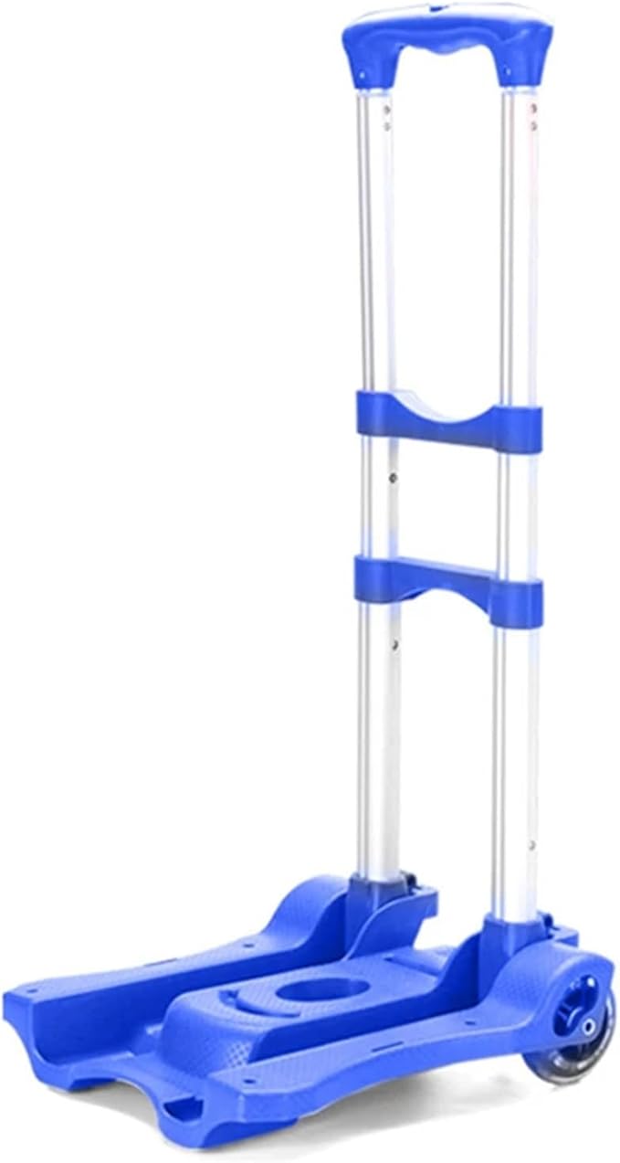 Heavy Duty Foldable Hand Truck Trolley Portable Luggage Cart for Travel & Shopping Folding Barrow for Home Use (Blue)