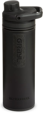 GRAYL UltraPress 16.9 oz Water Purifier & Filter Bottle for Hiking, Backpacking, Survival, Travel (Covert Black)