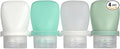 1oz Silicone Travel Bottles for Toiletries (4-Pack), TSA Approved Leakproof Toiletry Bottles with Locking Lid, Refillable Travel Size Containers for Shampoo, Body Wash, Camping & Trips (White,Green)