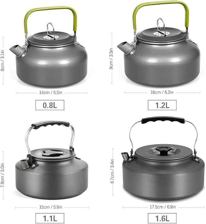 Doorslay Camping Kettle 1.6L Aluminum Tea Kettle with Carrying Bag Compact Lightweight Coffee Pot