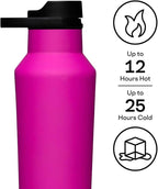 Corkcicle Classic Sport Canteen - Insulated Stainless Steel Water Bottle - Compact & Travel-Friendly - Durable - Dishwasher Safe - BPA Free - Wide Mouth - Non-Slip Silicone Base - 20 oz - Berry Punch