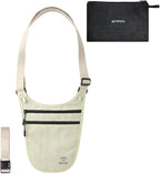 Crossbody Money Belt for Travel Women & Men Hidden, Travel Wallet Pouch - Slim Passport Holde, RFID Blocking Neck Wallet Under Clothes to Protect Cash, Credit Cards and Documents (KHAKI)