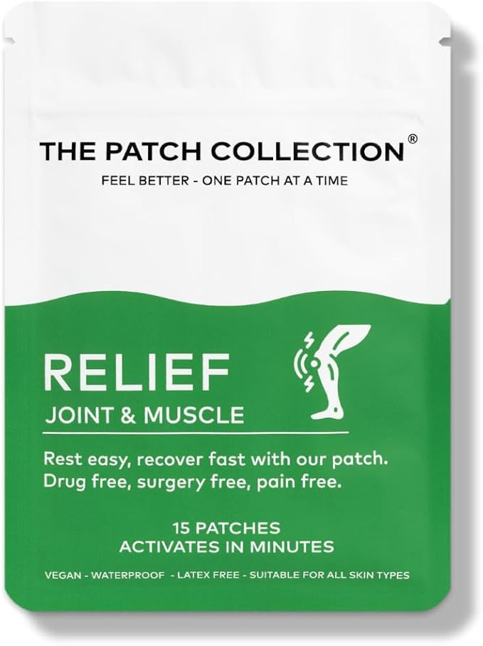 The Patch Collection® - Muscle and Joint Support Patch for Back, Neck, Shoulders, Knees, Feet Aches | Zinc Picolinate, Turmeric, Copper | Vegan & Latex Free (Pack of 15)